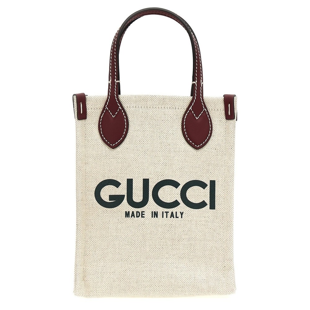 Gucci Large Print Tote Shoulder Bag White